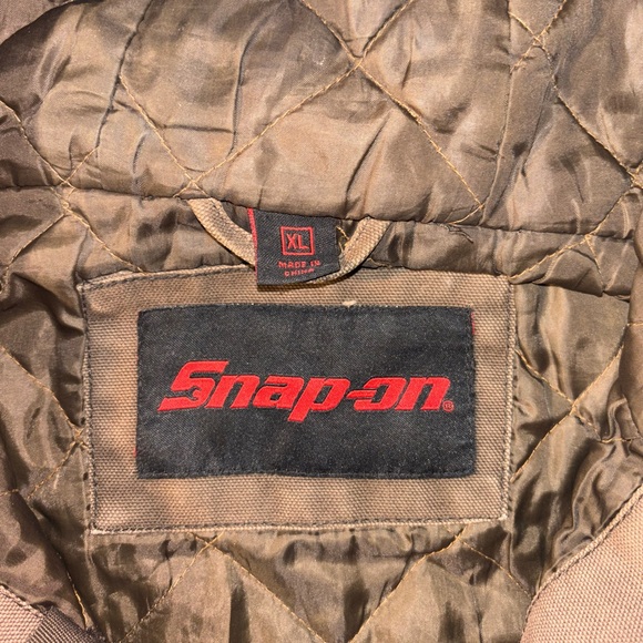 Vtg Snap On Tools Two Tone Brown Carhartt Style Workwear Hooded Jacket Men’s XL - Picture 5 of 10